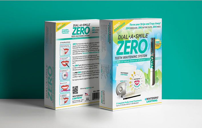 Whitening Lightening ZERO teeth whitening system. Dial-A-Smile package design by Brian K. Harris / BKreative