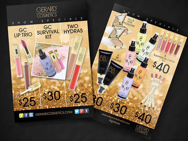 Gerard Cosmetics Sales Sheet design by BrianK. Harris/ BKreative.