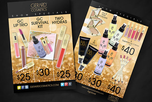 Gerard Cosmetics Sales Sheet design by BrianK. Harris/ BKreative.