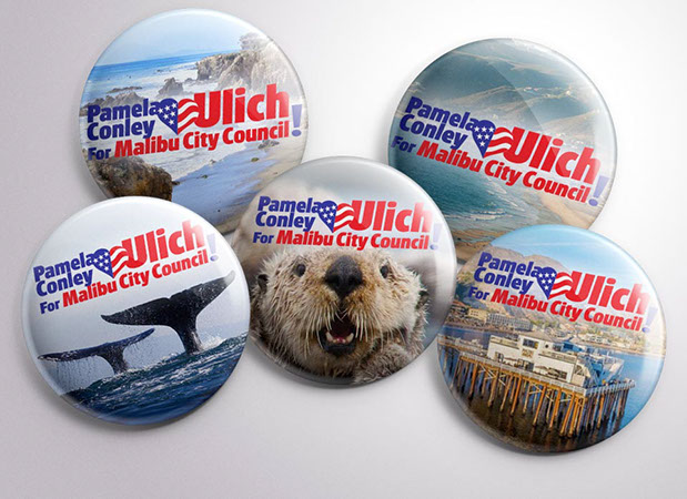 Campaign Button for Pamela Conley Ulich for Malibu City Council. Design by Brian K. Harris/BKreative