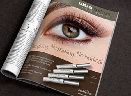 Dermapuetics Ultra Lashes Magazine ad designed by Brian K. Harris/Bkreative.