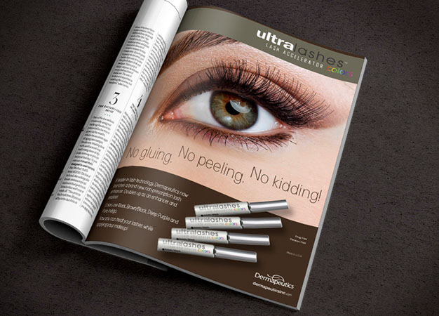 Dermapuetics Ultra Lashes Magazine ad designed by Brian K. Harris/Bkreative.